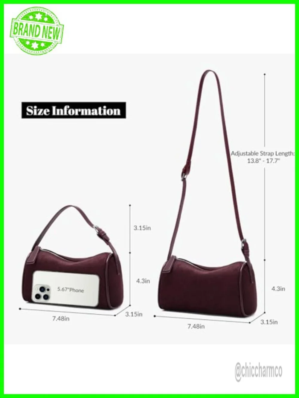 Faux Suede Hobo Bag Women Small Shoulder Handbag Fall Winter Purse